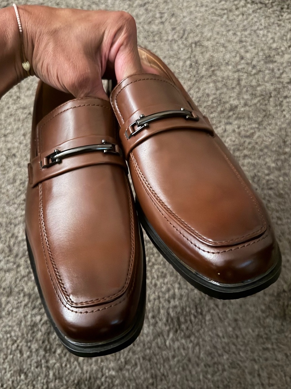 NWOT - Classic Men's MARCO VITALE Brown Leather Slip-On Loafers / size 13
